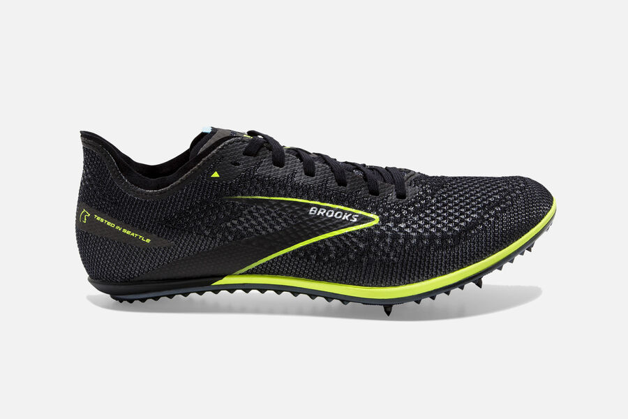 Brooks Elmn8 V8 Spikes Loopschoenen Heren - Zwart/Groen - 970485NZK